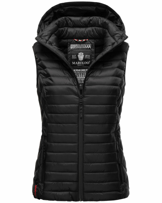 Marikoo Hasenpfote Damen Weste Steppweste mit Kapuze B915 Schwarz Größe XL - Gr. 42