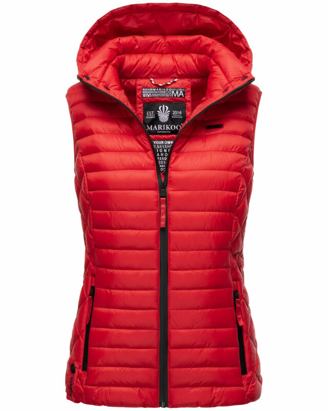 Marikoo Hasenpfote Damen Weste Steppweste mit Kapuze B915 Rot Größe L - Gr. 40