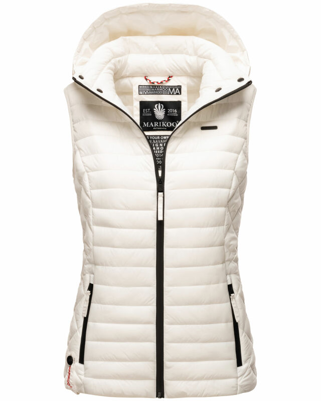 Marikoo Hasenpfote Damen Weste Steppweste mit Kapuze B915 Weiss Größe S - Gr. 36