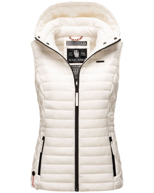 Marikoo Hasenpfote Damen Weste Steppweste mit Kapuze B915 Weiss Größe L - Gr. 40