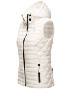 Marikoo Hasenpfote Damen Weste Steppweste mit Kapuze B915 Weiss Größe XXL - Gr. 44