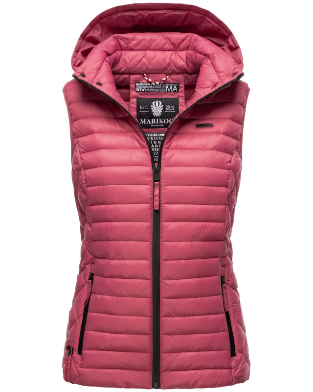 Marikoo Hasenpfote Damen Weste Steppweste mit Kapuze B915 Berry Größe M - Gr. 38