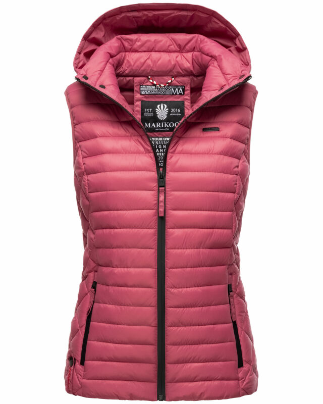 Marikoo Hasenpfote Damen Weste Steppweste mit Kapuze B915 Berry Größe XL - Gr. 42