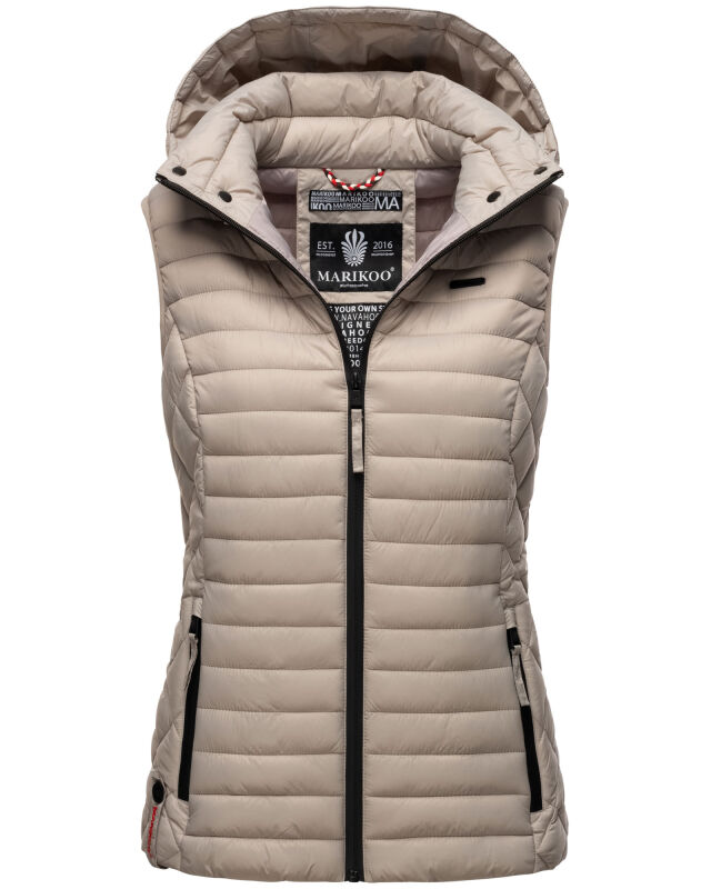 Marikoo Hasenpfote Damen Weste Steppweste mit Kapuze B915 Hellgrau Größe M - Gr. 38