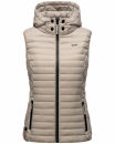 Marikoo Hasenpfote Damen Weste Steppweste mit Kapuze B915 Hellgrau Größe L - Gr. 40