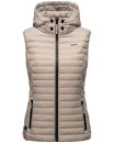 Marikoo Hasenpfote Damen Weste Steppweste mit Kapuze B915 Hellgrau Größe XXXL - Gr. 46