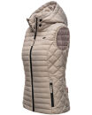 Marikoo Hasenpfote Damen Weste Steppweste mit Kapuze B915 Hellgrau Größe XXXL - Gr. 46