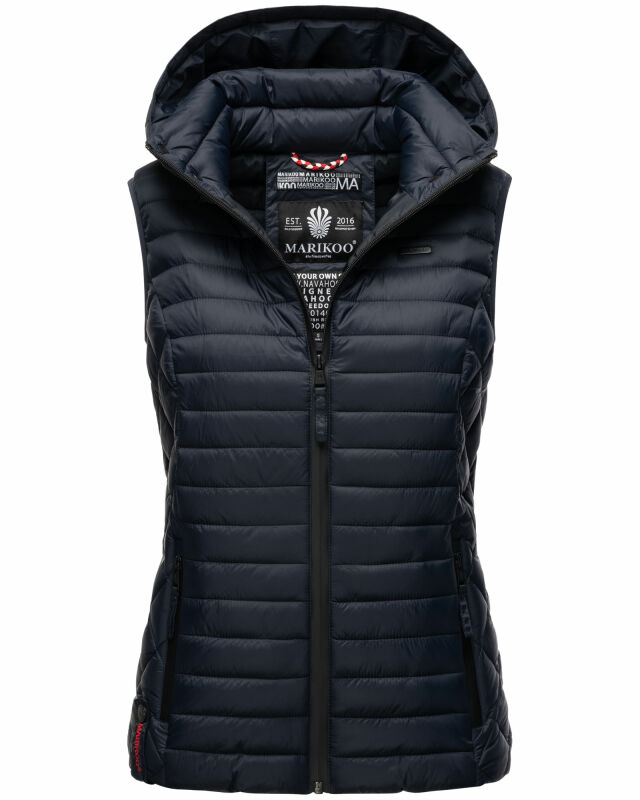 Marikoo Hasenpfote Damen Weste Steppweste mit Kapuze B915 Navy Größe M - Gr. 38