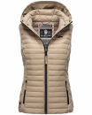 Marikoo Hasenpfote Damen Weste Steppweste mit Kapuze B915 Taupe Größe XS - Gr. 34