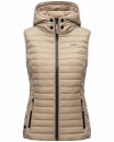 Marikoo Hasenpfote Damen Weste Steppweste mit Kapuze B915 Taupe Größe L - Gr. 40