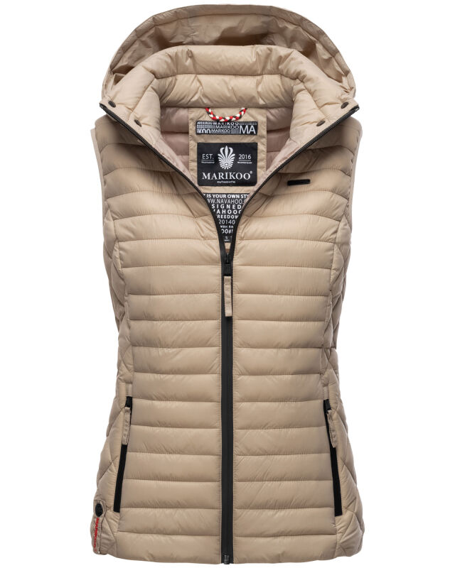 Marikoo Hasenpfote Damen Weste Steppweste mit Kapuze B915 Taupe Größe XXL - Gr. 44