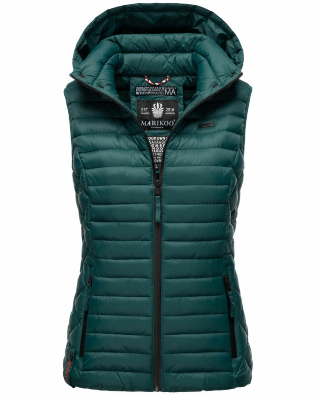 Marikoo Hasenpfote Damen Weste Steppweste mit Kapuze B915 Ozean Grün Größe L - Gr. 40