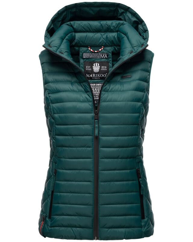Marikoo Hasenpfote Damen Weste Steppweste mit Kapuze B915 Ozean Grün Größe XXXL - Gr. 46