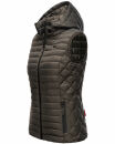 Marikoo Hasenpfote Damen Weste Steppweste mit Kapuze B915 Anthrazit Größe XXL - Gr. 44
