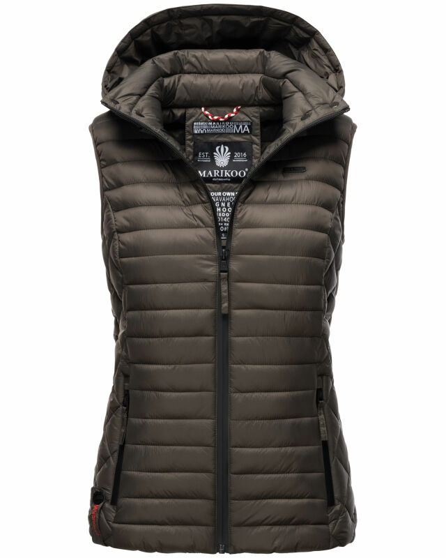 Marikoo Hasenpfote Damen Weste Steppweste mit Kapuze B915 Anthrazit Größe XXXL - Gr. 46