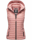 Marikoo Hasenpfote Damen Weste Steppweste mit Kapuze B915 Puder Rosa Größe XS - Gr. 34