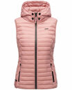 Marikoo Hasenpfote Damen Weste Steppweste mit Kapuze B915 Puder Rosa Größe XS - Gr. 34