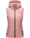 Marikoo Hasenpfote Damen Weste Steppweste mit Kapuze B915 Puder Rosa Größe M - Gr. 38