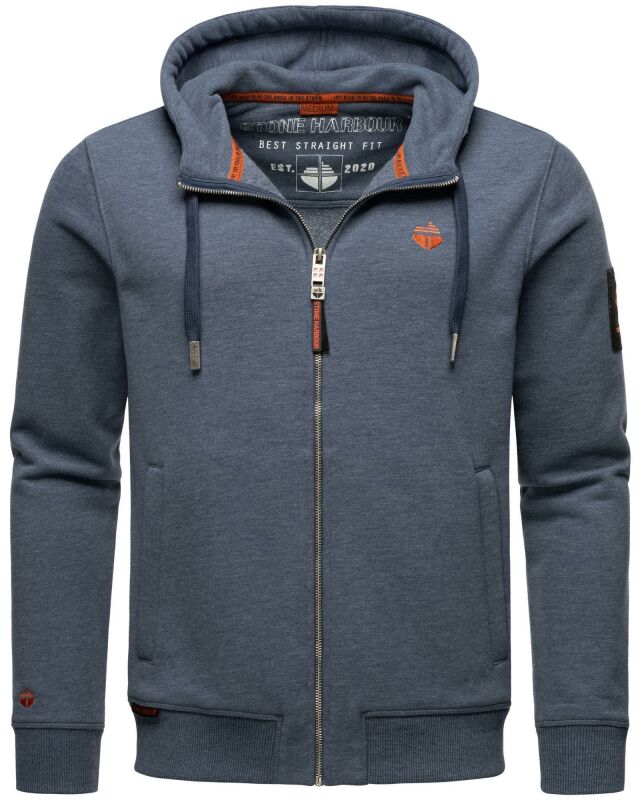 Stone Harbour Billie Joy Herren Sweatjacke Hoodie B722 Dusty Blau - Melange Größe S - Gr. S