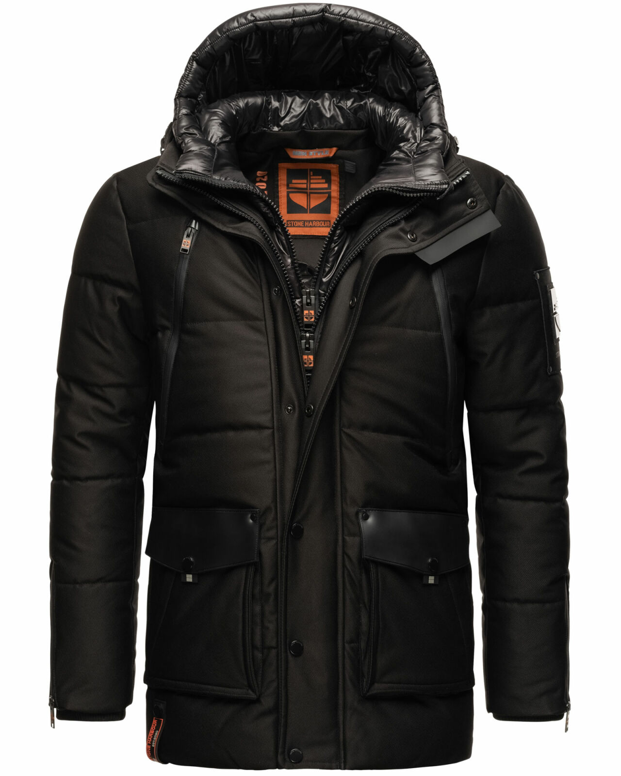 Herren Winter Parka Schwarz