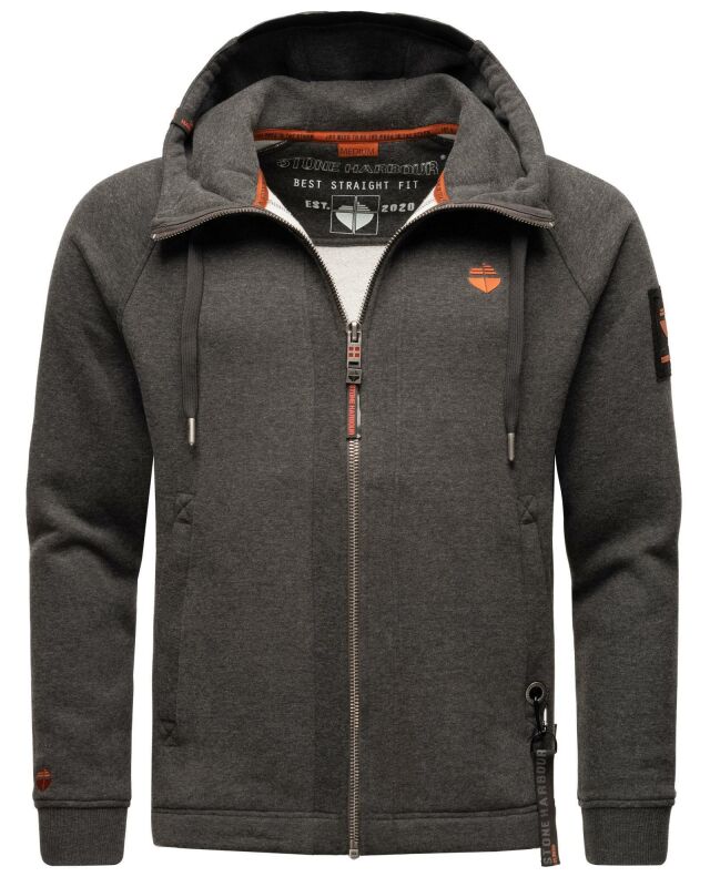 Stone Harbour Finn Luca Pullover Sweatjacke Hoodie B729 Dunkelgrau Melange Größe S - Gr. S
