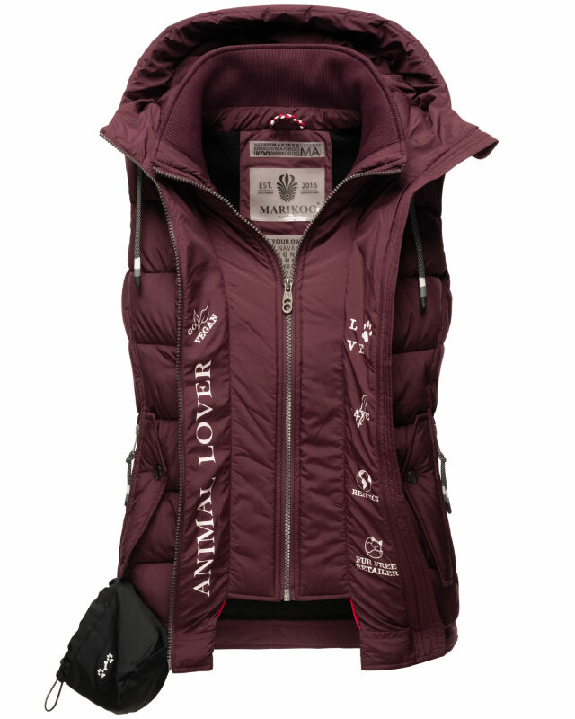 Marikoo Taisaa Damen Stepp Weste Übergangsjacke Weinrot Größe XXL - Gr. 44