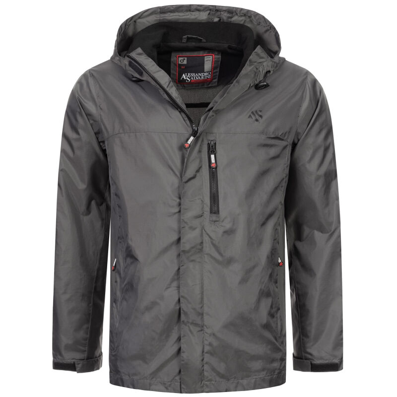 Alessandro Salvarini Herren Regenjacke AS323 Dunkelgrau Größe L - Gr. L