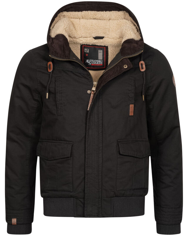 Alessandro Salvarini Herren Winterjacke Schwarz  O287 Größe L - Gr. L