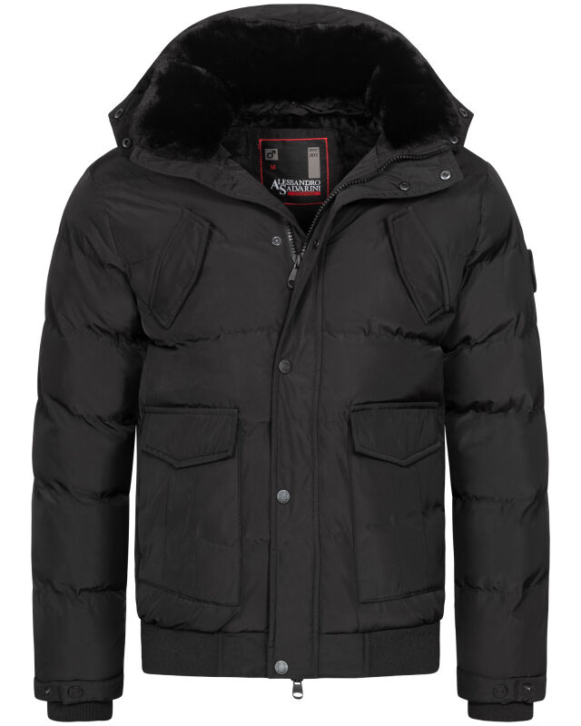 Alessandro Salvarini Herren Winterjacke O286 - Schwarz-Gr.M