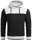 Alessandro Salvarini Herren Hoodie O-315 Hellgrau-Schwarz