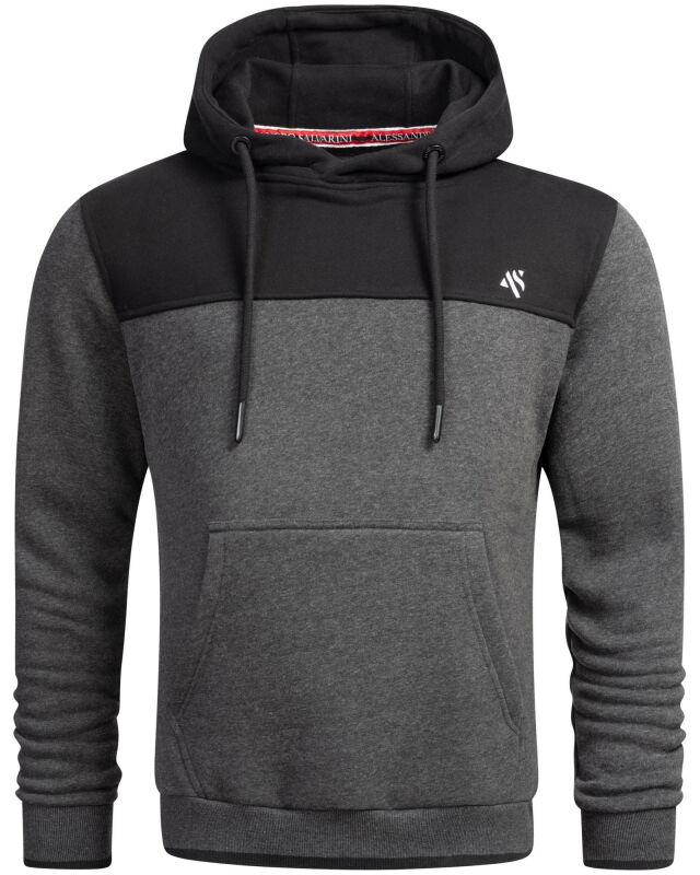 Alessandro Salvarini Herren Hoodie D.Grau-Schwarz O-312 Größe S - Gr. S