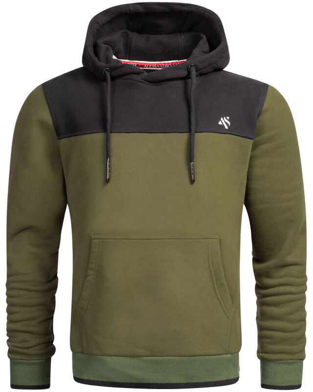 Alessandro Salvarini Herren Hoodie Olive-Schwarz O-312 Größe XXL - Gr. 2XL