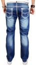 Alessandro Salvarini Herren Jeans Hose Dicke Naht Blau-W34-L30