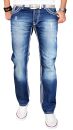 Alessandro Salvarini Herren Jeans Hose Dicke Naht Blau-W34-L32