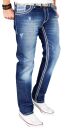 Alessandro Salvarini Herren Jeans Hose Dicke Naht Blau-W38-L30