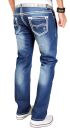 Alessandro Salvarini Herren Jeans Hose Dicke Naht Blau-W38-L30