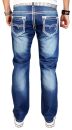 Alessandro Salvarini Herren Jeans Hose Dicke Naht Blau-W40-L36