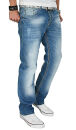 Alessandro Salvarini Herren Jeans Hose Dicke Naht Blau-W42-L34