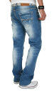 Alessandro Salvarini Herren Jeans Hose Dicke Naht Blau-W42-L34