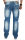 Alessandro Salvarini Herren Jeans Hose Dicke Naht Blau-W42-L34