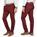 Alessandro Salvarini Herren Designer Chino Stoff Hose Chinohose Regular Fit Bordeaux NEU O095 W29 L30