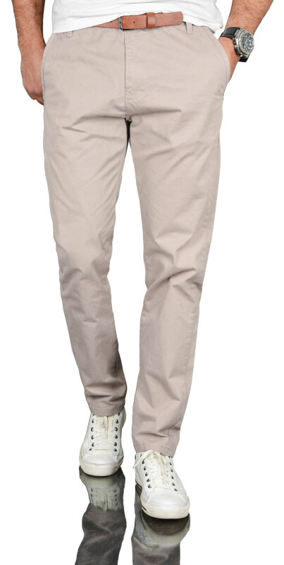 Alessandro Salvarini Herren Designer Chino Stoff Hose Chinohose Regular Fit Hellgrau NEU O095