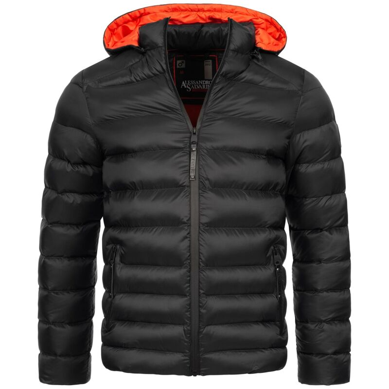 Alessandro Salvarini Herren Herren Steppjacke O-283 - Schwarz-Orange