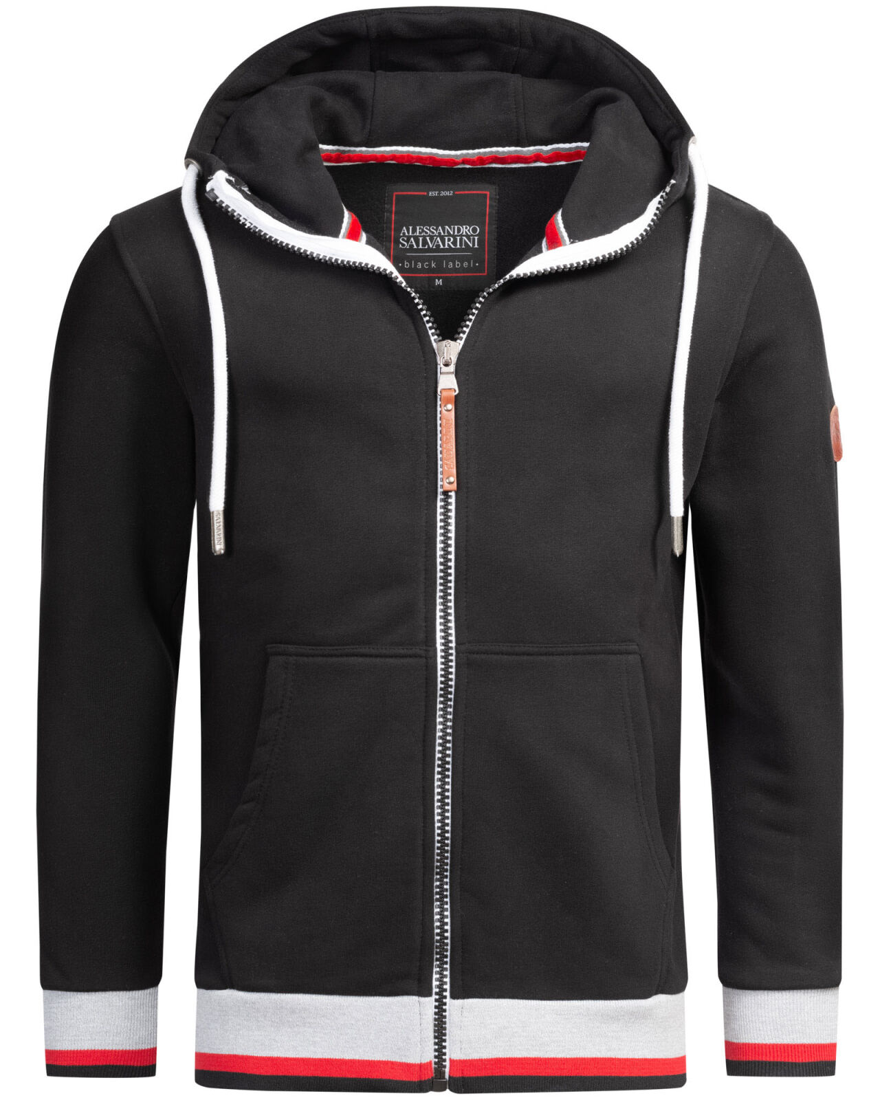 ALESSANDRO SALVARINI Felpa da uomo con cappuccio AS312, Grigio chiaro - nero, S