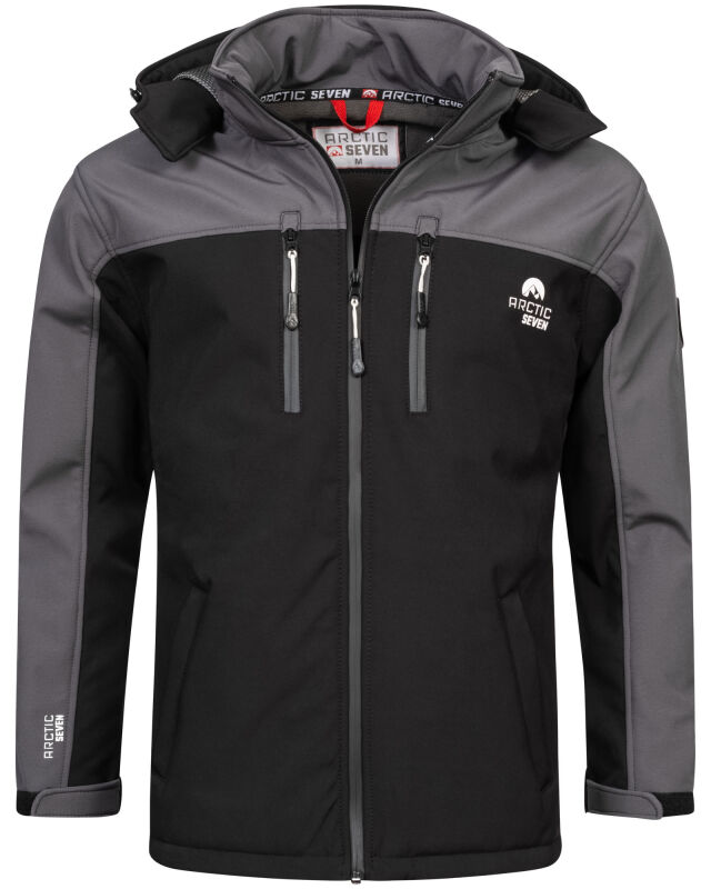 Arctic Seven Herren Softshell Jacke O-302 - DGrau-Schwarz-Gr.M