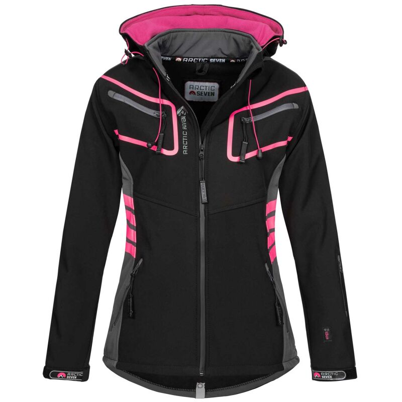 Arctic Seven Damen Softshell Jacken O-185 - Schwarz-Grau-Gr.XS