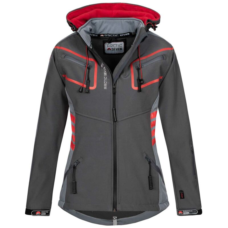 Arctic Seven Damen Softshell Jacken O-185 - DGrau-Hellgrau-Gr.XS