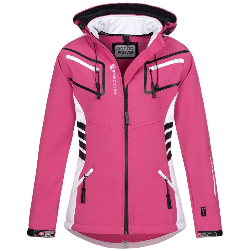 Arctic Seven Damen Softshell Jacken O-185 - Rosa-Weiss-Gr.4XL