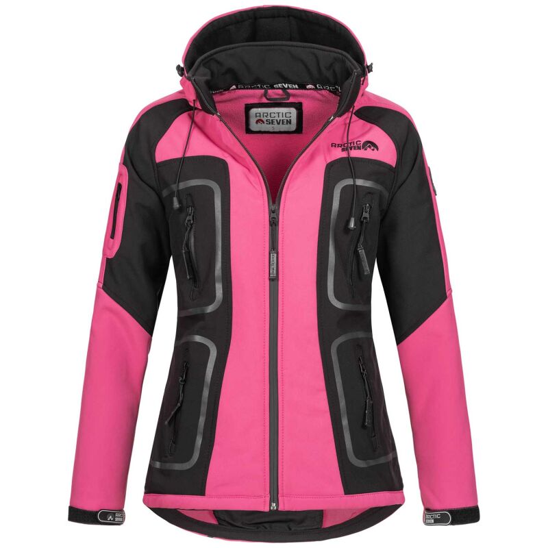 Arctic Seven Damen Funktions Softshelljacke O-181 - Rosa-Schwarz-Gr.XS