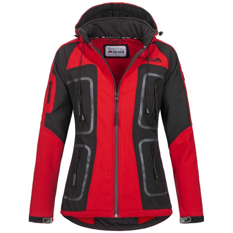 Arctic Seven Damen Funktions Softshelljacke O-181 - Rot-Schwarz-Gr.M